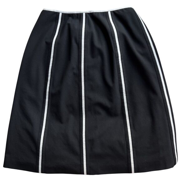 ANN TAYLOR BLACK WITH WHITE STRIPE LINED A-LINE SKIRT - Picture 1 of 7